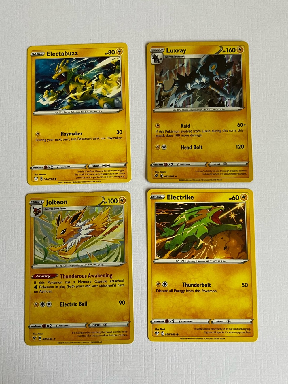 Pokémon TCG Lightning Card Lot - Luxray, Jolteon, Electabuzz, and Electrik